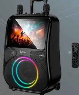 HOCO DS71 Tiger - רמקול קריוקי RGB עם שני מיקרופונים כלל מסך